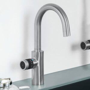Blanco Evol keukenkraan, met warm- en filtersysteem, draaibaar geborsteld RVS