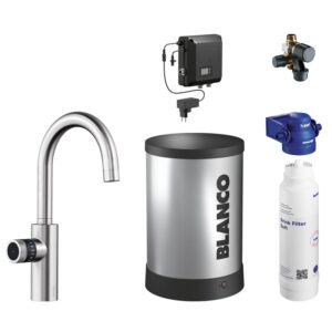 Blanco Evol keukenkraan, met warm- en filtersysteem, draaibaar geborsteld RVS - Afbeelding 3