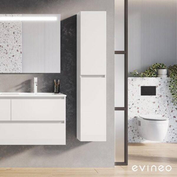 evineo ineo2 hoge kast met 2 deuren, met verzonken handgreep in wit hoogglans