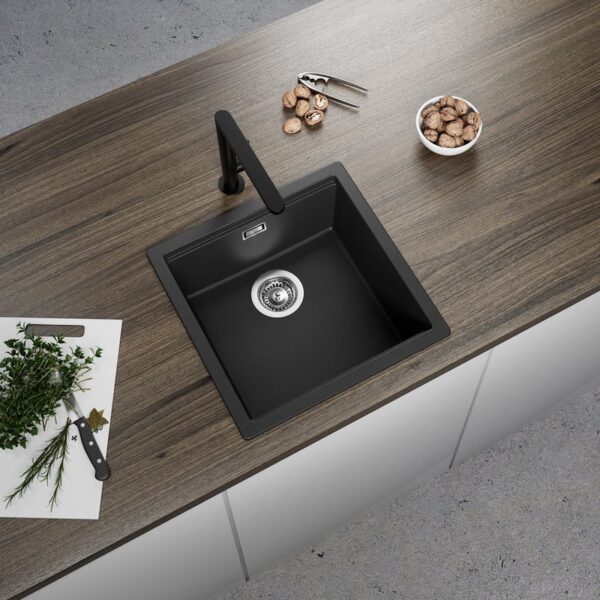 evineo line 150 spoelbak B: 45,6 D: 45,6 cm mat zwart