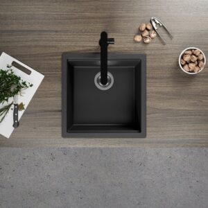 evineo line 150 spoelbak B: 45,6 D: 45,6 cm mat zwart - Afbeelding 3