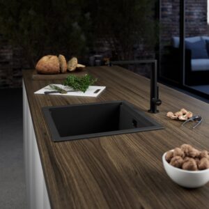 evineo line 150 spoelbak B: 45,6 D: 45,6 cm mat zwart - Afbeelding 4