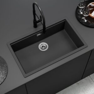 evineo line 150 spoelbak B: 75,6 D: 45,6 cm mat zwart