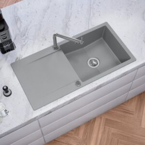 evineo line 400 spoelbak met zijplank B: 100 D: 50 cm grijs