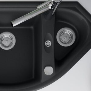 evineo line 700 keukenspoelbak met restbak en planchet B: 110,5 D: 52 cm antraciet - Afbeelding 4