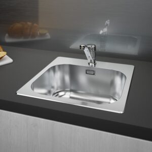 evineo keukenspoelbak m40 B: 45,5 D: 46 cm roestvrij staal gesatineerd - Afbeelding 4