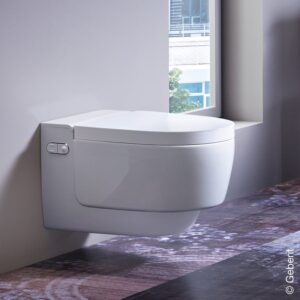 Geberit AquaClean Mera wanddouche-wc met TurboFlush, met toiletzitting met coating, wit