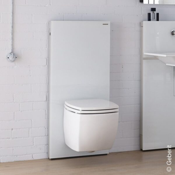 Geberit Monolith sanitairmodule, voor wandtoilet wit/geborsteld aluminium