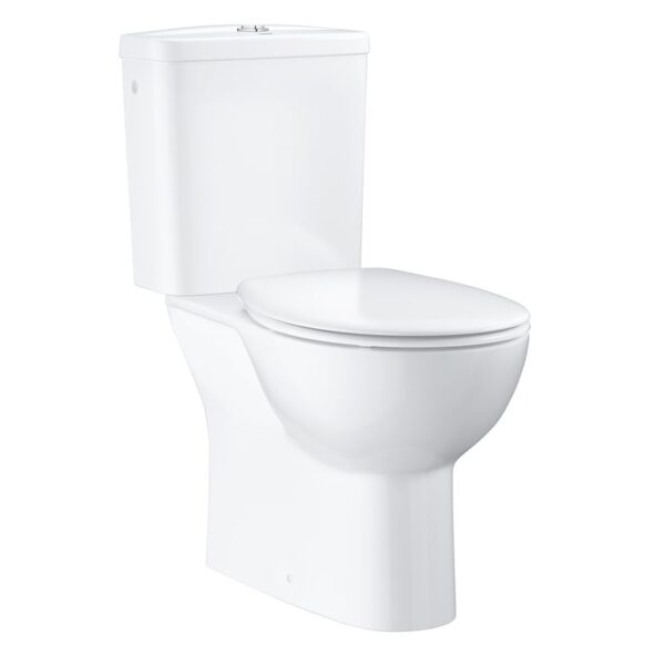 Grohe Bau Keramisch staand toilet, met opzetreservoir met witte toiletbril