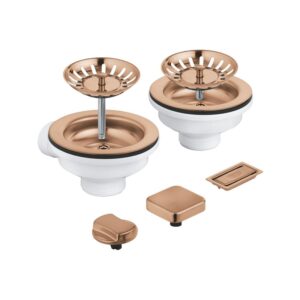 Grohe universele afvoerset met excentriek voor 2 wastafels geborsteld warm zonsondergang