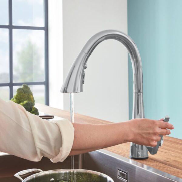 Grohe Zedra keukenkraan, uitschuifbaar, draaibaar supersteel