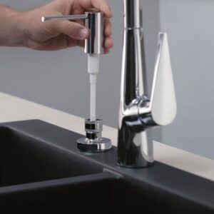 hansgrohe A41 afwasmiddel- en lotiondispenser, rond geborsteld roestvrij staal/wit - Afbeelding 3