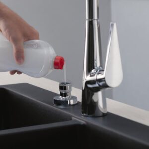 hansgrohe A41 afwasmiddel- en lotiondispenser, rond geborsteld roestvrij staal/wit - Afbeelding 4