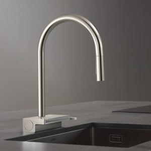 hansgrohe Aquno Select M81 keukenkraan, met sBox, uittrekbaar, draaibaar geborsteld roestvrij staal