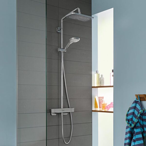 hansgrohe Croma E douchesysteem, thermostaat met EcoSmart, chroom