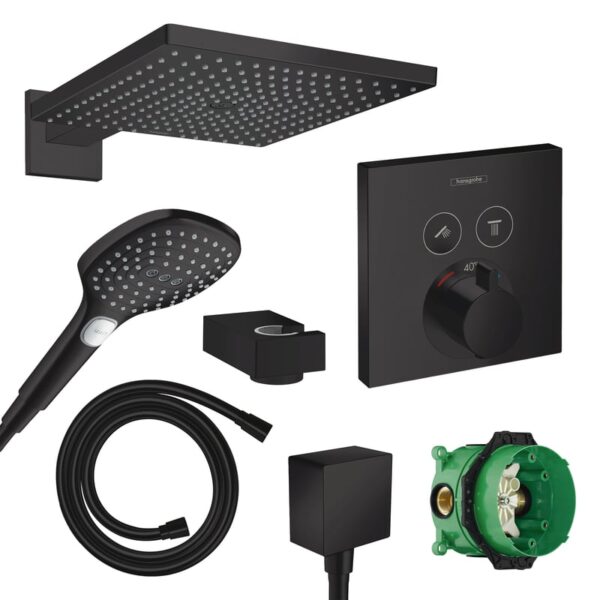 hansgrohe Raindance douchesysteem, thermostaat mat zwart