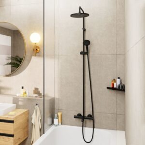 hansgrohe Vernis Blend douchesysteem, thermostaat, met baduitloop matzwart