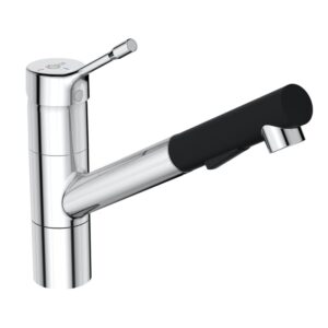 Ideal Standard CERALOOK keukenkraan, uittrekbaar, draaibaar met Eco, chroom/zwart