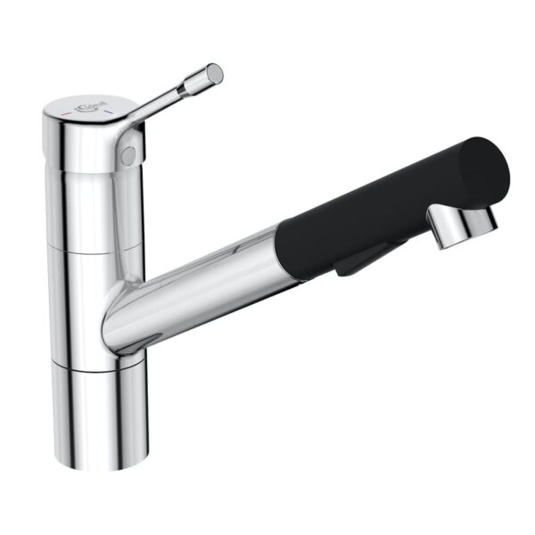 Ideal Standard CERALOOK keukenkraan, uittrekbaar, draaibaar met Eco, chroom/zwart