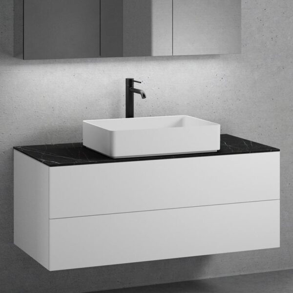 neoro n50 onderkast B: 120 cm met 2 uittrekelementen, wastafel B: 58 cm mat wit, onderkast mat wit, console somnia