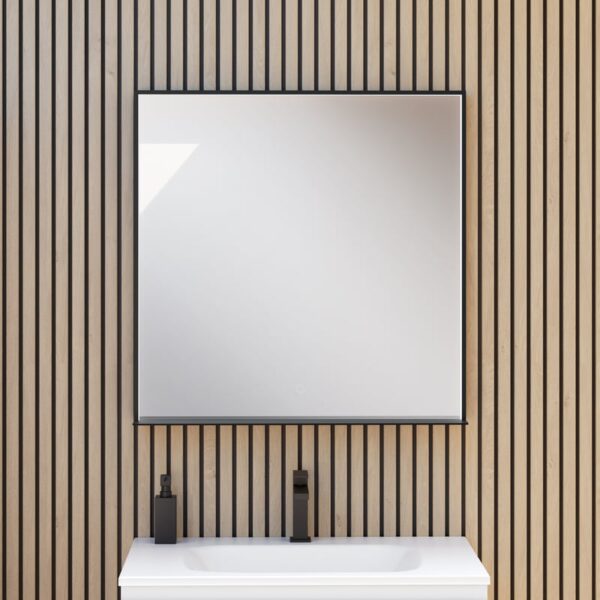 rivea Callisto lichtspiegel B: 80 cm, voorzien van verlichting, direct met zwart mat accentlijst