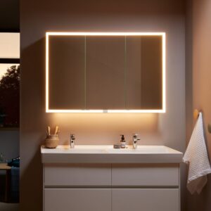 Villeroy & Boch My View Now spiegelkast, met verlichting B: 120 H: 75 D: 16,8 cm, 3 deuren opbouw, aluminium/spiegel