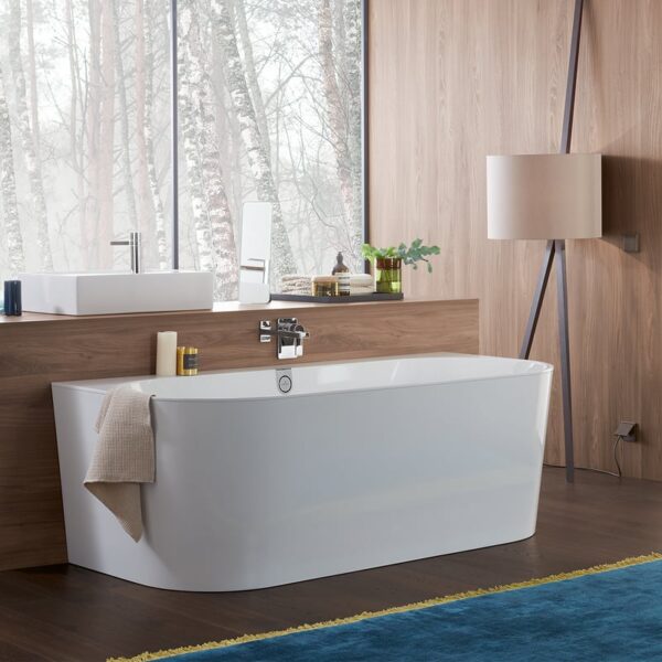 Villeroy & Boch Oberon 2.0 wandgemonteerd ligbad, met wit schort