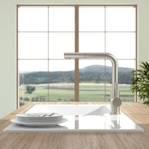 Villeroy & Boch Stalen Doucheraam keukenkraan, uitschuifbaar, draaibaar, geborsteld RVS voor montage op het voorraam - Afbeelding 3