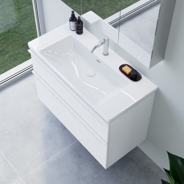 Villeroy & Boch Subway 3.0 wastafel, evineo ineo4 onderkast B: 100 cm, 2 uittrekelementen, met handgreep, mat wit, wastafel wit, met CeramicPlus