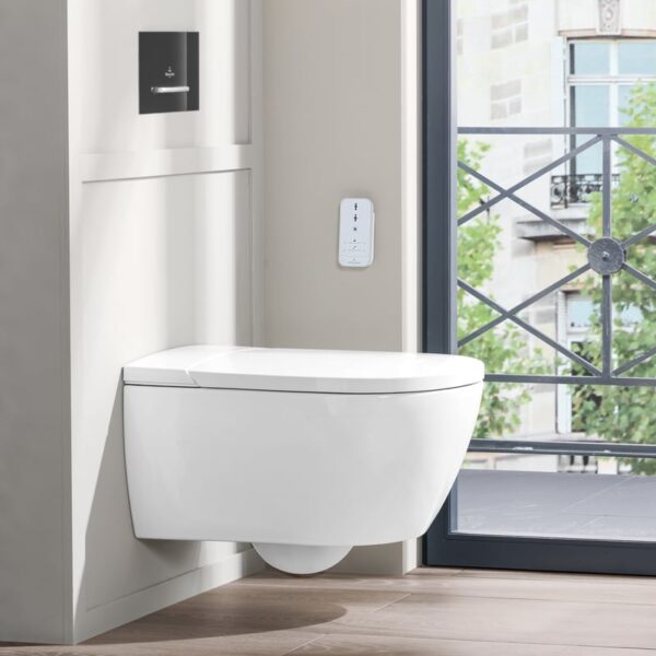 Villeroy & Boch ViClean-I 100 wanddouche-wc met DirectFlush, met toiletzitting met CeramicPlus, wit
