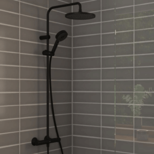 hansgrohe LivaFine opbouwdouchesysteem met thermostaat met EcoSmart, matzwart